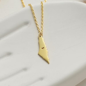 14K Gold Palestine Map Necklace , Palestine Necklace , Gaza Pendant , Free Palestine Necklace , Palestine Flag Necklace , Islamic Gift