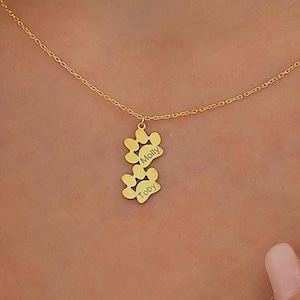 14K Gold Paw Print Name Necklace , Personalized Tiny Dog Paw Necklace , Pet Necklace , Animal Necklace , Paw Necklace , Pet Lovers Gift