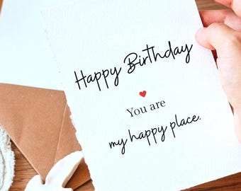 Biglietto d'auguri romantico stampabile per il tuo partner | Sei il mio posto felice - Download digitale