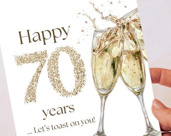 Biglietto di auguri stampabile per il 70° compleanno - Download digitale