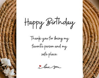 Biglietto d'auguri stampabile per fidanzato o fidanzata | Messaggio d'amore romantico