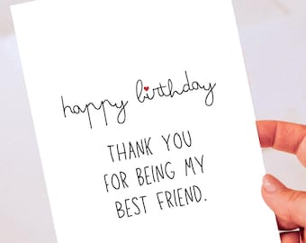 Biglietto d'auguri minimalista e carino per la migliore amica | Biglietto di ringraziamento stampabile