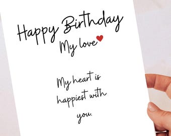 Biglietto d'auguri romantico per il mio amore | Biglietto d'auguri minimalista per il partner | Dolce biglietto d'auguri d'amore