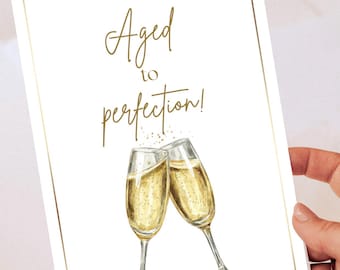 Elegante biglietto d'auguri con champagne | Design minimalista di lusso, download digitale