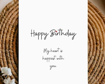 Biglietto d'auguri romantico per il compleanno di marito o fidanzato | Canva non modificabile | Biglietto d'amore da stampare a casa