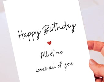 Biglietto d'auguri stampabile per fidanzato o fidanzata | Biglietto d'amore minimalista