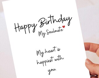 Biglietto d'auguri romantico per l'anima gemella | Buon compleanno anima gemella | Biglietto d'amore minimalista per il compleanno