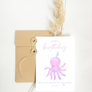 Underwater Birthday Wishes - Printable Octopus Greeting Card