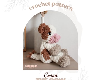 Cocoa the Cow Pattern | No-Sew | Crochet Amigurumi | Lovey Snuggler Pattern