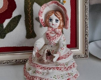 Vintage Lefton Pretty Girl Figurine Music Box