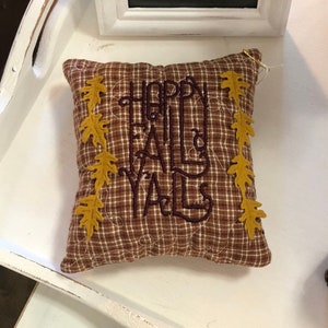Small Fall Decorative Pillow/Bowl Filler with Embroidered Phrase