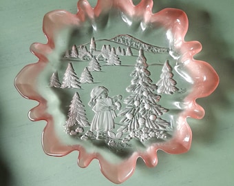 Cuenco Bon Bon de cristal Mikasa con escena invernal