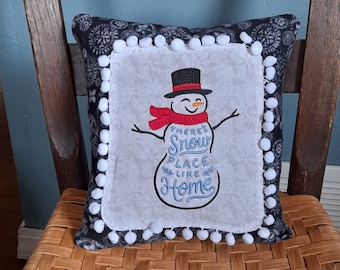 Almohada decorativa de muñeco de nieve de invierno