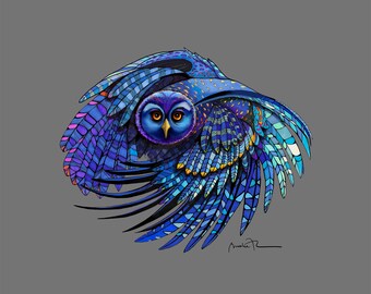 Owl illustration flying in circles