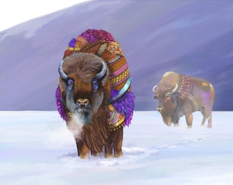 The American Buffalo or Bison digital art