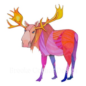 Alce a rayas Bull Moose Abstract Cartel Infantil Giclee Print