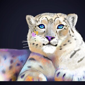 Snow Leopard with color digital print
