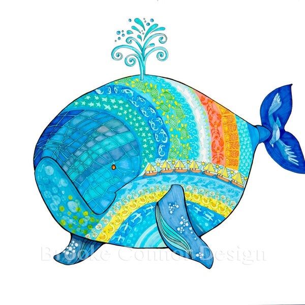 The Painted Whale Limited Edition giclee print of a Baby Whale