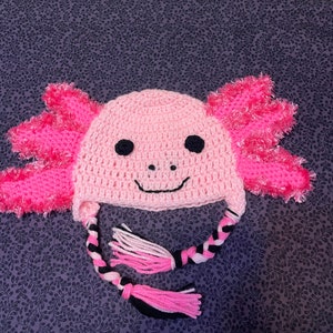 AXOLOTL crochet, Halloween costume ,Pink, Friendly, the Cutest Hat ever! New, Soft, Fuzzy, Gills that stand out!