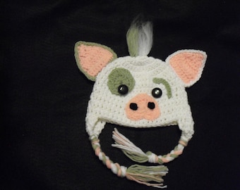 Pig Baby Hat, Island Pig Halloween costume,Pink or Blue Piglet, White with Grey, Cute Soft Wilbur or Wilburette