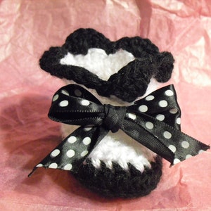 Booties Black Top Polka Dot Ribbon Bow