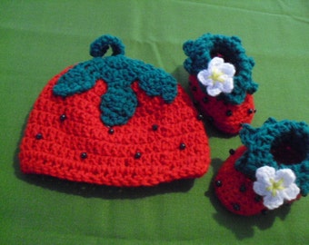 Baby Stylish Strawberry Hat and Bootie Set