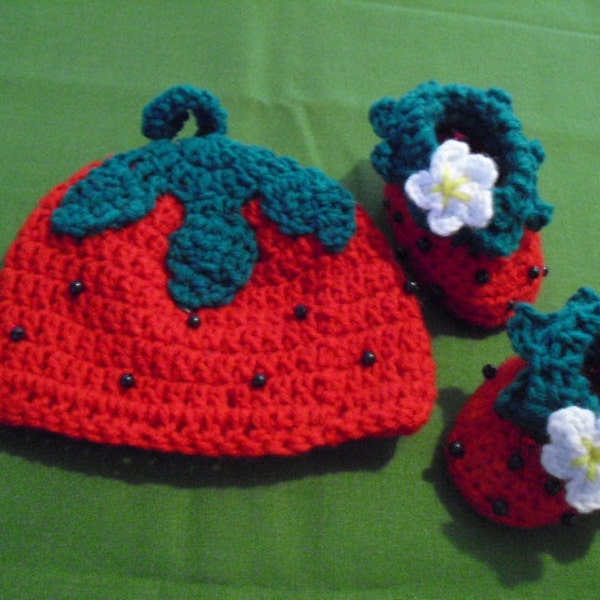 Baby Stylish Strawberry Hat and Bootie Set