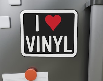 I Heart Vinyl Refrigerator Magnet - Choose From 2 Color Versions