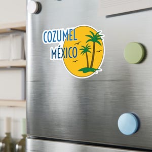 Cozumel Mexico Travel Sticker (Palms) in 4 Sizes for laptop, suitcase, car, water bottle, luggage tag, iPad, Kindle, tablet