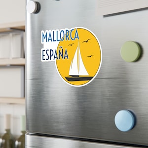 Mallorca Spain Travel Sticker (Sailboat) in 3 Sizes for laptop, suitcase, car, water bottle, luggage tag, iPad, Kindle, tablet