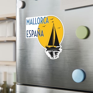 Mallorca Spain Travel Sticker (Sailboat) in 4 Sizes for laptop, suitcase, car, water bottle, luggage tag, iPad, Kindle, tablet