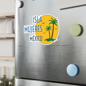 Isla Mujeres Mexico Travel Sticker in 4 Sizes for laptop, suitcase, car, water bottle, luggage tag, iPad, Kindle, tablet