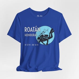 Roatán Honduras T-Shirt (Diver) in 9 Colors for Vacation, Travel, Spring Break, Girl Trips, Family Reunions, Gifts and more