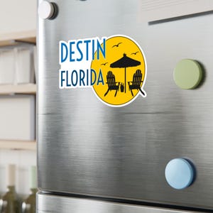 Destin Florida Travel Sticker (Beach) in 4 Sizes for laptop, suitcase, car, water bottle, luggage tag, iPad, Kindle, tablet