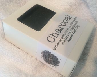 Charcoal Handmade Soap with Lavender and Tea Tree Essential Oils