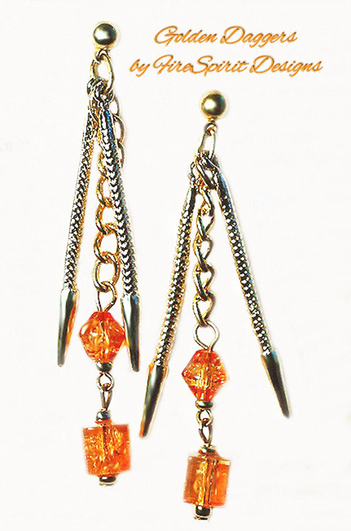 Golden Daggers OOAK Earrings handmade earrings artisan earrings ...