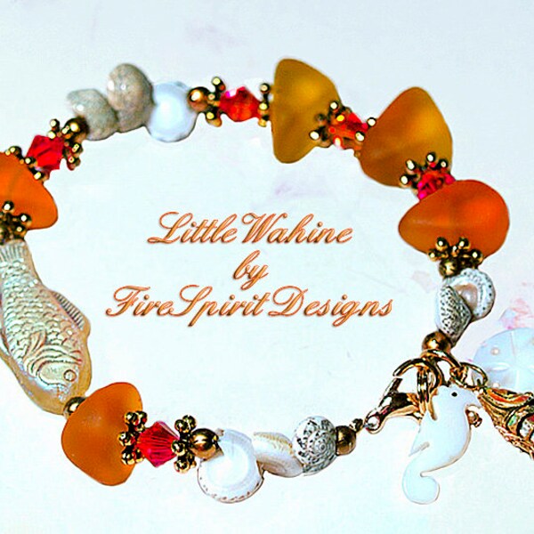 Little Wahine- handmade bracelet- artisan bracelet- ooak bracelet- beaded bracelet- beaded jewelry- gift for her- beach style bracelet