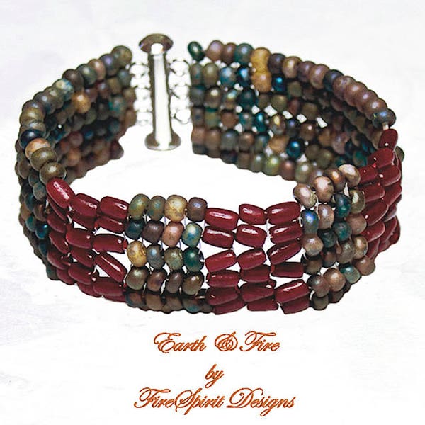 Earth & Fire- handmade bracelet- ooak bracelet- beadwoven bracelet- cuff bracelet- art to wear- handwoven jewelry- Ndebele- gift for her