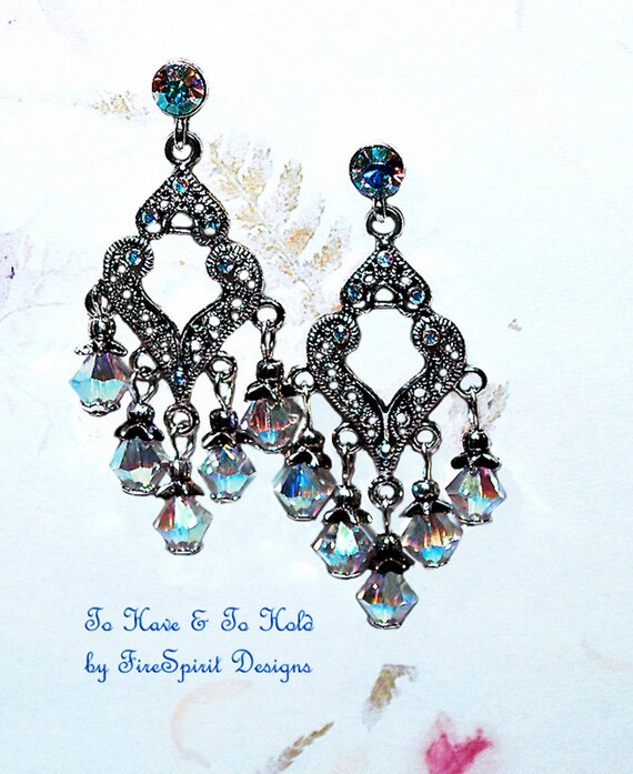 To Have and To Hold- handmade crystal earrings- OOAK bridal earrings- wedding earrings- formal earrings- chandelier earrings- gift for her