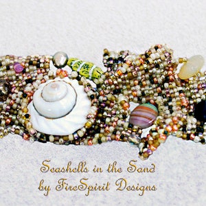 Seashells in the Sand OOAK bracelet, beadwoven bracelet, cuff bracelet, art to wear, artisan jewelry, beadweaving, handwoven, gift for her image 4