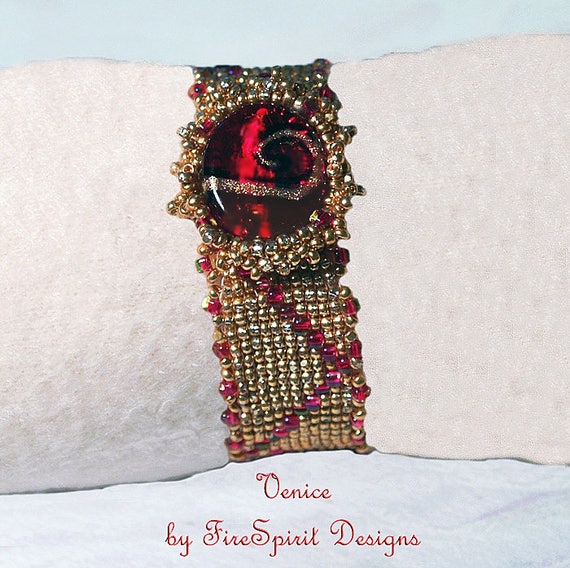 Venice- handmade bracelet- beadwoven bracelet- artisan bracelet- woven jewelry- handmade jewelry- art to wear- beadweaving- gift for her