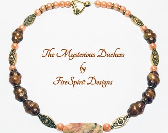 The Mysterious Duchess- handmade beaded necklace- gemstone necklace-vintage beaded necklace-OOAK beaded necklace-gift for her-beaded jewelry