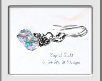 Crystal Light- OOAK earrings, vintage beaded earrings, jewelry gift, gift for her, handmade earrings, beaded earrings, handmade jewelry