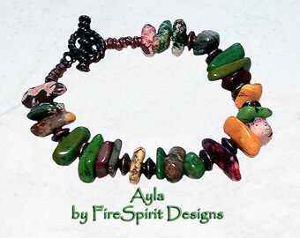 Ayla- ooak bracelet, beaded bracelet, artisan bracelet, handmade bracelet, tribal bracelet, semi-precious gemstone bracelet, gift for her