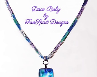 Disco Baby-Artisan necklace- OOAK necklace- beadwoven necklace- woven necklace- rope necklace- dichroic necklace- beadweaving- gift for her