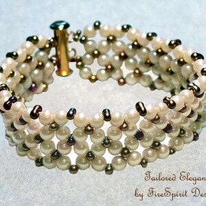 Tailored Elegance- handmade beadwoven bracelet- ooak beadwoven bracelet- beadweaving- beaded jewelry- handcrafted bracelet- gift for her