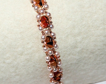 Copper Romance- handmade bracelet- ooak bracelet- beadwoven bracelet- RAW bracelet- handwoven jewelry- beadweaving- handmade- gift for her