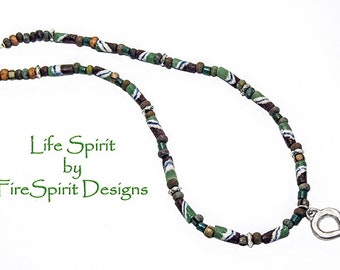 Life Spirit- handmade beaded necklace- man's necklace- OOAK necklace- tribal necklace- ethnic style necklace for men- rustic- gift for him