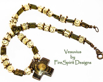 Vesuvius- man's handmade necklace- men's jewelry- ethinic style necklace- handmade beaded necklace- OOAK artisan necklace- gift for him