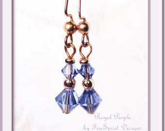 Royal Purple- handmade crystal earrings, OOAK earrings, handmade earrings, beaded earrings, Swarovski crystal earrings, gift for her